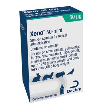 Xeno 50 Flea and Wormer for Rabbits, Rodents and Birds - Box of 9