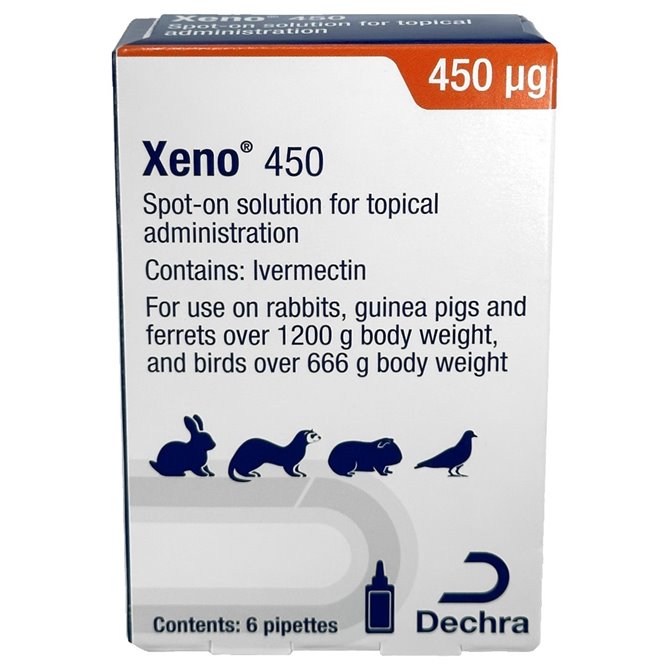 Xeno 450 spot-on for Rabbits Ferrets and Guinea pigs - box of 6